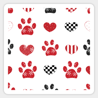 Paw print made of snowflake and hearts Sticker